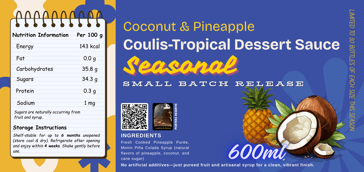 Coconut & Pineapple Coulis – Tropical Dessert Sauce - Porters Reserve