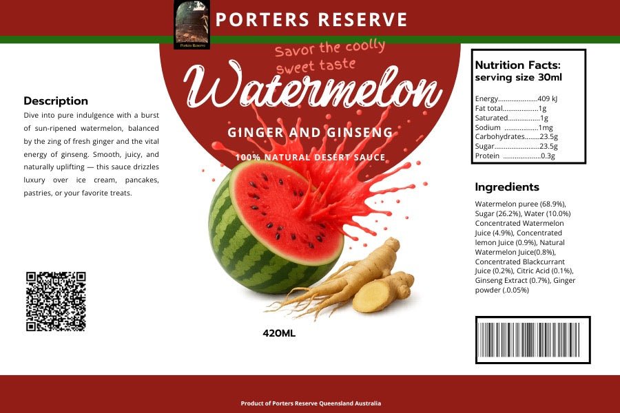 Watermelon Bliss dessert sauce. - Porters Reserve