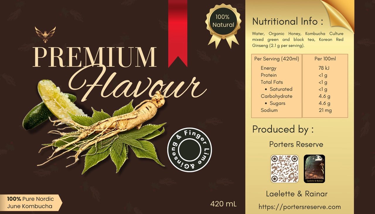 Korean Ginseng & Finger Lime Kombucha | Ethically Brewed Elixir - Porters Reserve