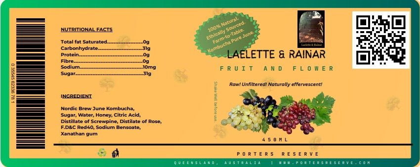 Laelette and Rainar fruits and flowers June Kombucha pure - Porters Reserve